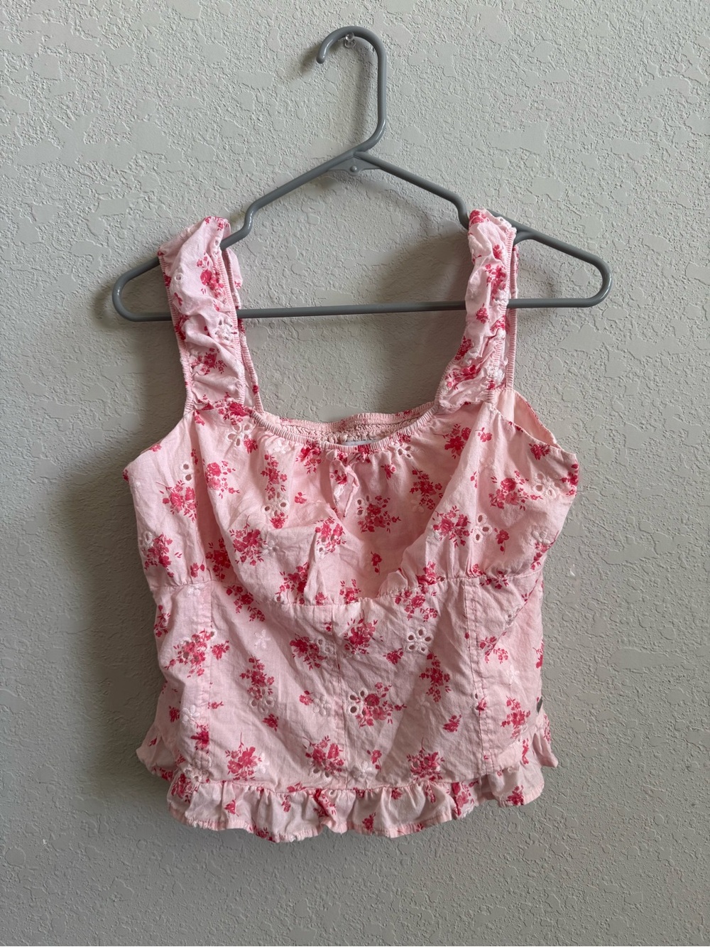 Limited Too Pink Floral Ruffle Tank